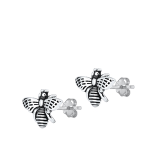 Silver Stud Earrings - Bee