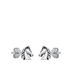 Silver Stud Earrings - Horse