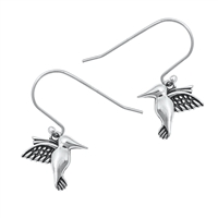 Silver Earrings -  Hummingbird