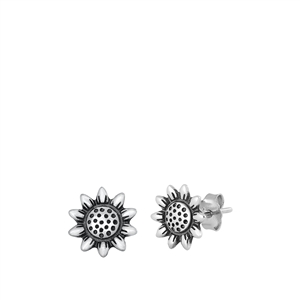 Silver Stud Earrings - Sunflower