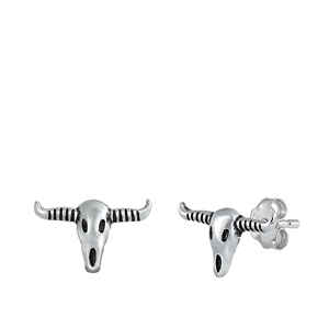 Silver Stud Earrings - Longhorn