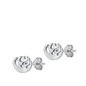 Silver Stud Earrings - Fire