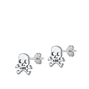 Silver Stud Earrings - Skull