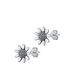 Silver Stud Earrings - Sunflower