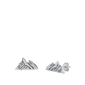 Silver Stud Earrings - Mountains