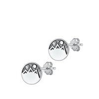 Silver Stud Earrings - Mountains