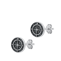 Silver Stud Earrings - Compass