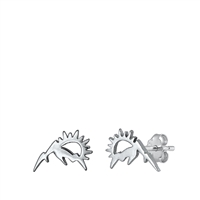 Silver Stud Earrings - Sun