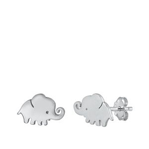 Silver Stud Earrings - Elephant