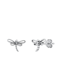Silver Stud Earrings - Dragonfly
