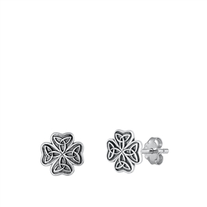 Silver Stud Earrings - Celtic Cross