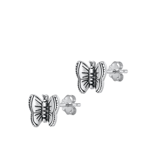 Silver Stud Earrings - Butterfly