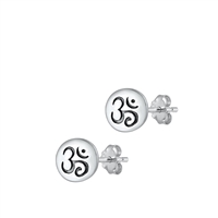 Silver Stud Earrings - Om Symbol