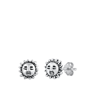 Silver Stud Earrings - Sun