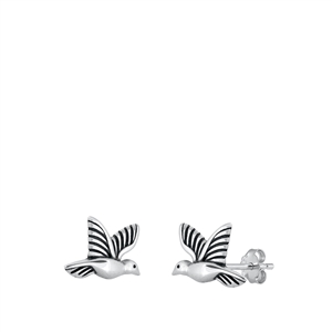 Silver Stud Earrings - Hummingbird