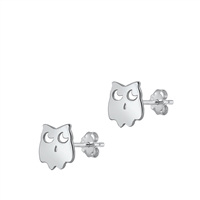 Silver Stud Earrings - Owl