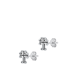 Silver Earrings - Cross