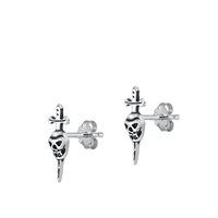 Silver Earrings - Sword & Skull