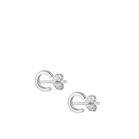 Silver Initial Earrings - C