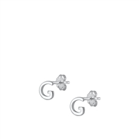 Silver Initial Earrings - G