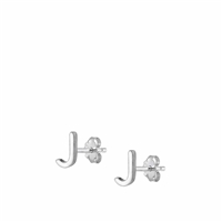 Silver Initial Earrings - J