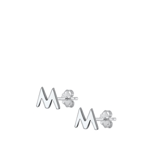 Silver Initial Earrings - M