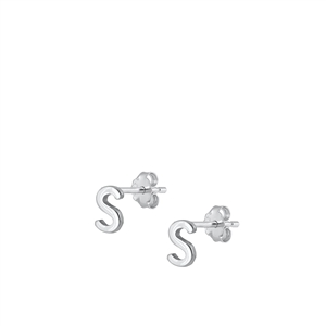 Silver Initial Earrings - S