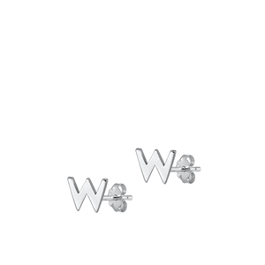 Silver Initial Earrings - W