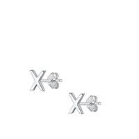 Silver Initial Earrings - X
