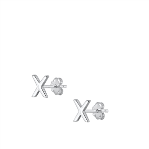 Silver Initial Earrings - X