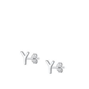 Silver Initial Earrings - Y