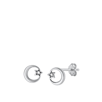 Silver Earrings - Star & Moon