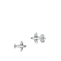 Silver Earrings - Airplane