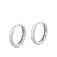 Silver Huggie Earrings - Round