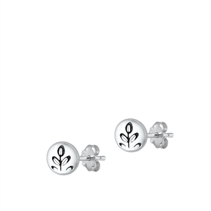 Silver Earrings - Plant