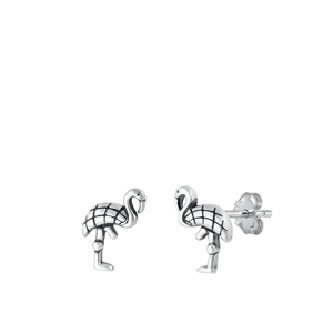 Silver Earrings - Flamingo