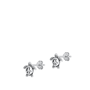 Silver Earrings - Turtle & Peace Sign