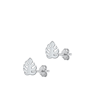 Silver Earrings - Tropical Leaf