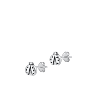 Silver Earrings - Ladybug