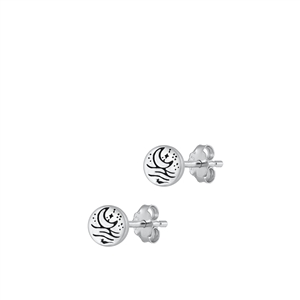 Silver Earrings - Moon & Ocean