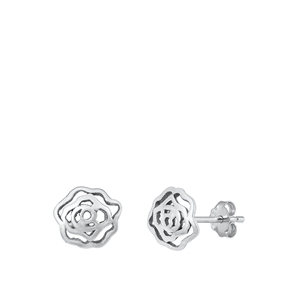 Silver Stud Earrings - Flower