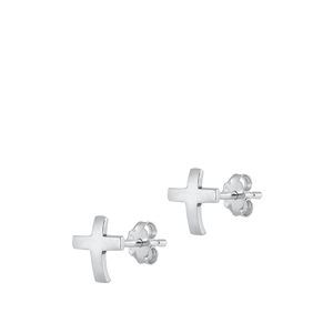 Silver Earrings - Cross