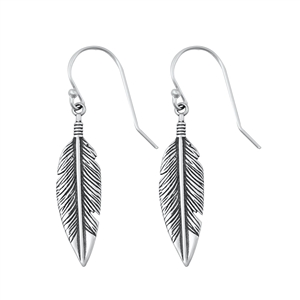 Silver Earrings - Feather