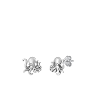 Silver Earrings - Octopus