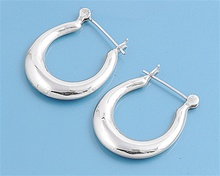 Silver Hollow Hoop Earrings