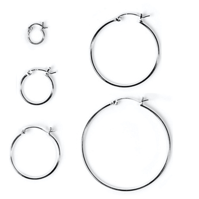 Silver Hoop Earrings - Snap Post - 1.5 mm