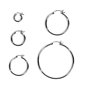 Silver Hoop Earrings - Snap Post - 2.5 mm