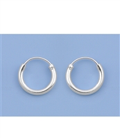 Silver Continuous Hoop Earrings - 1.5 x 10 mm