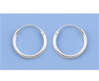 Silver Continuous Hoop Earrings - 1.5 x 14 mm