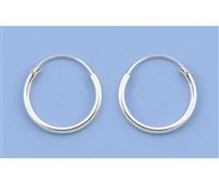 Silver Continuous Hoop Earrings - 1.5 x 16 mm